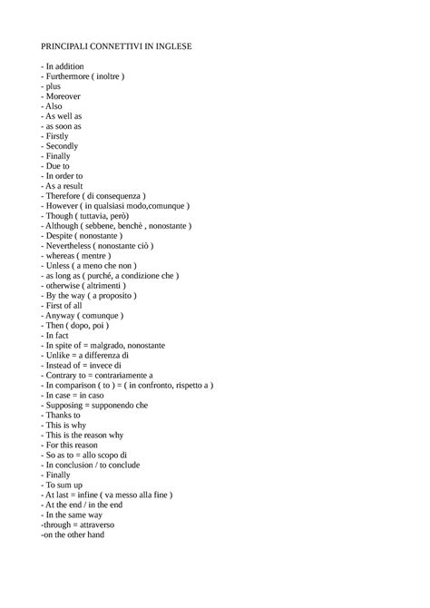 inoltre in inglese|furthermore traduzione.